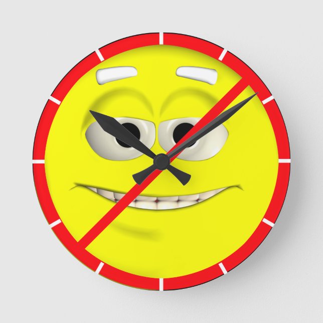 Smiling Prohibited! Round Clock (Front)