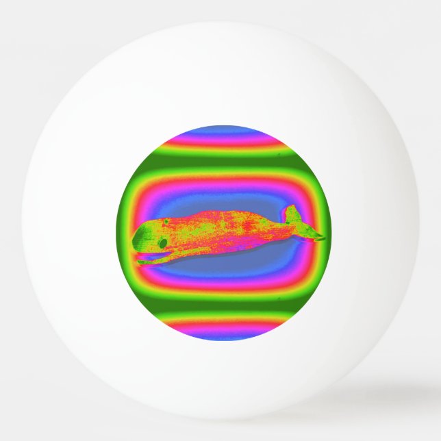 smiling psychedelic whale ping pong ball (Front)