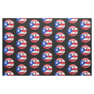 Smiling Puerto Rican Flag Fabric