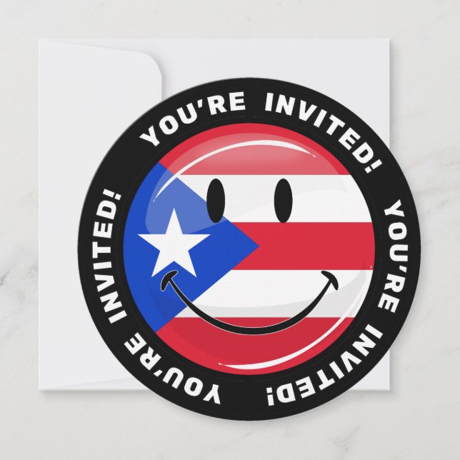 Smiling Puerto Rican Flag Invitation (Front)