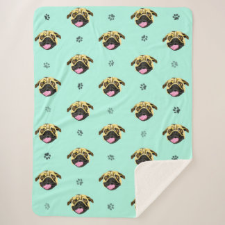 Smiling Pug Face Fleece Blanket
