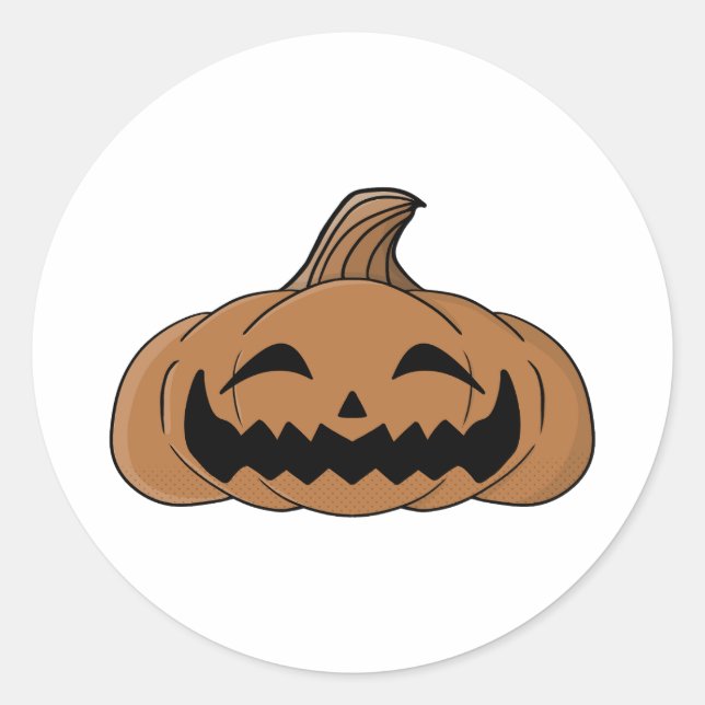 Smiling Pumpkin Classic Round Sticker (Front)