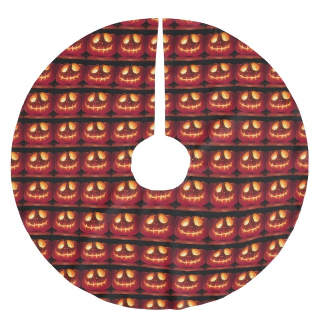Smiling Pumpkin Halloween Season Brushed Polyester Tree Skirt (Front)