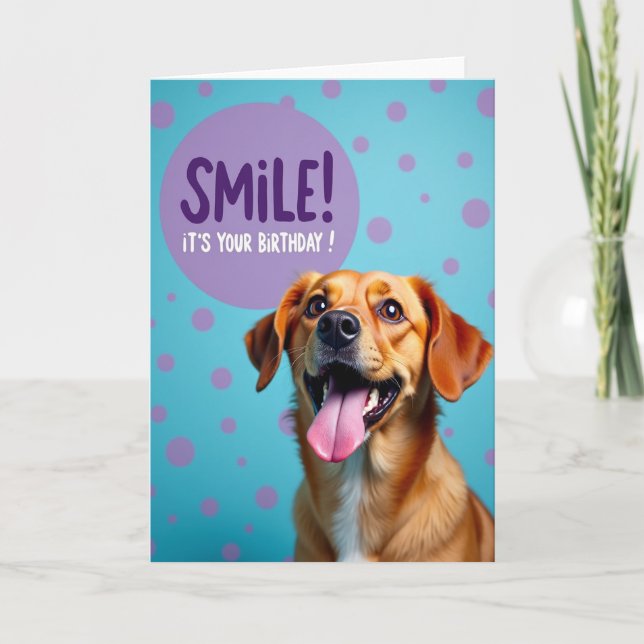 Smiling Pup Birthday Card (Front)