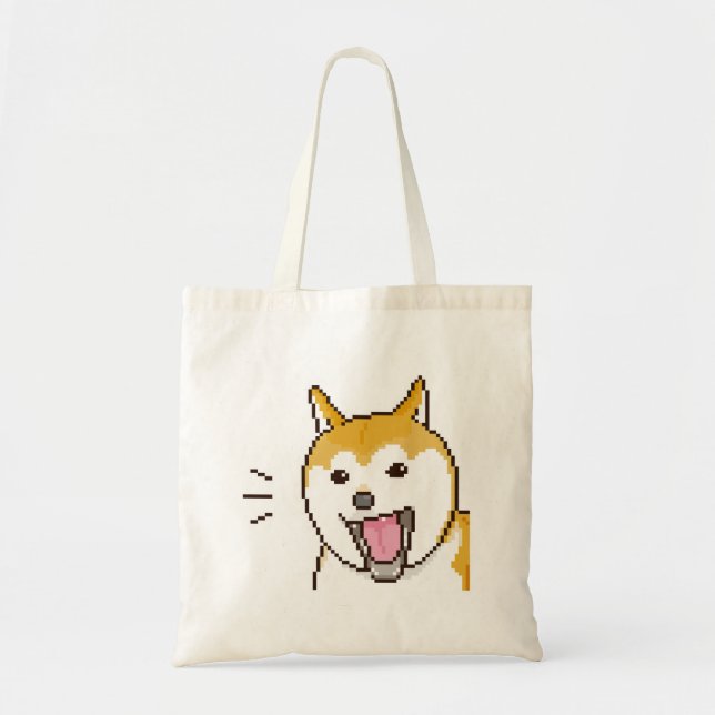 Smiling Puppylike Shiba Inu Dog Pixelart Tote Bag (Front)