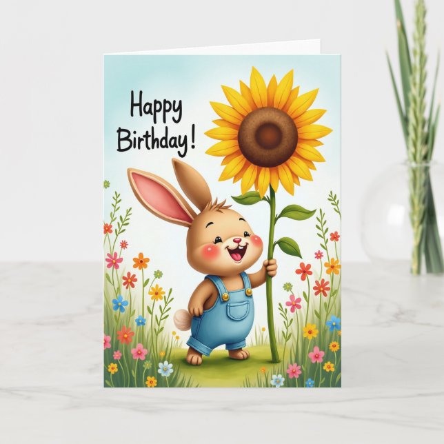 Smiling Rabbit Birthday Card (Front)