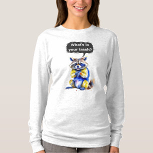 Smiling Racoon Tee - "What's in your trash?"