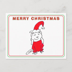 Smiling Red Christmas Outfit Dog Cartoon Christmas Holiday Postcard