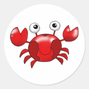 Smiling Red Crab Cartoon Sticker  