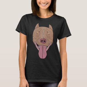 Smiling Red Nose Pitbull With His Tongue Out Line T-Shirt