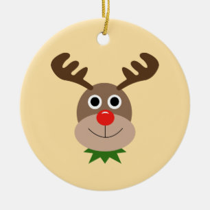 Smiling Reindeer Ceramic Tree Decoration