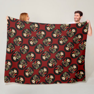 Smiling Reindeer Decorated With Christmas Stocking Fleece Blanket