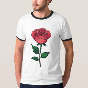 Smiling Rose: Surreal Minimalist T-Shirt Design