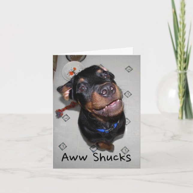 Smiling Rottweiler Puppy Thank You Note Card (Front)