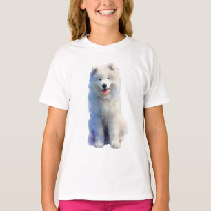Smiling Samoyed Fluffy White Dog Kids T-Shirt