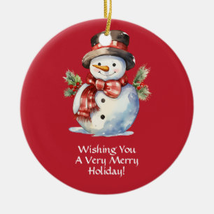 Smiling Santa Ceramic Christmas Ornament
