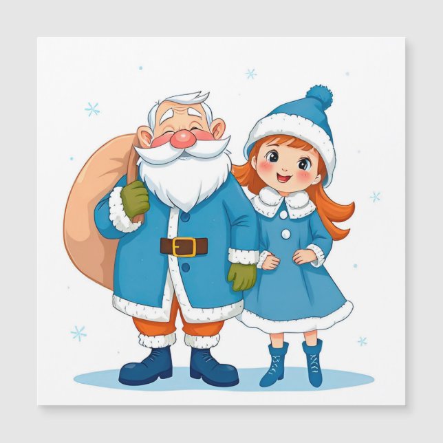 Smiling Santa Claus and snow maiden (Front)