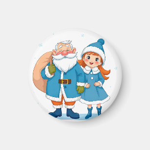 Smiling Santa Claus and snow maiden Magnet