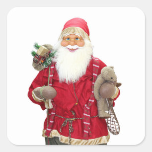 Smiling Santa Claus Cartoon Square Sticker