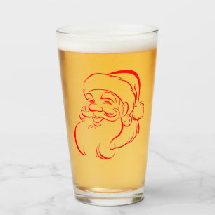 Smiling Santa Claus Merry Christmas Holiday Glass
