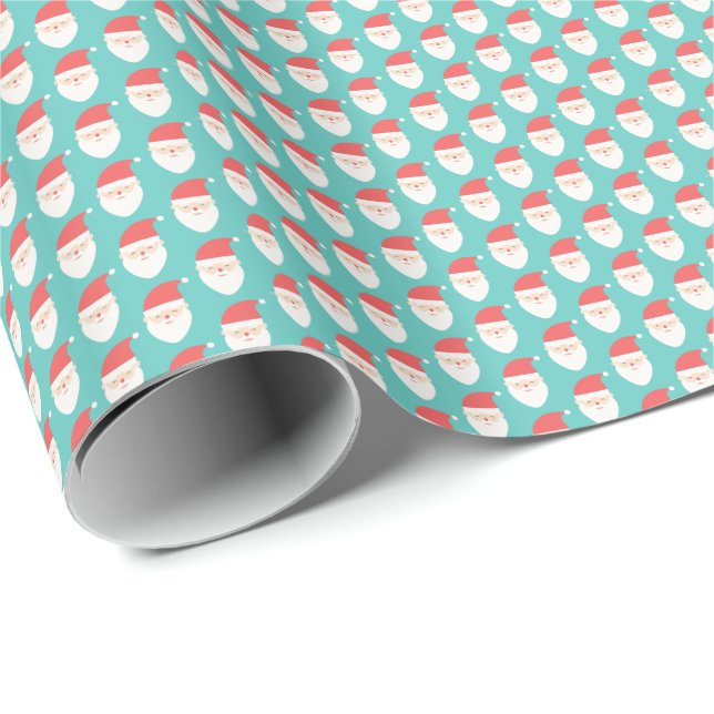 Smiling Santa Claus Pattern Custom Wrapping Paper (Roll Corner)