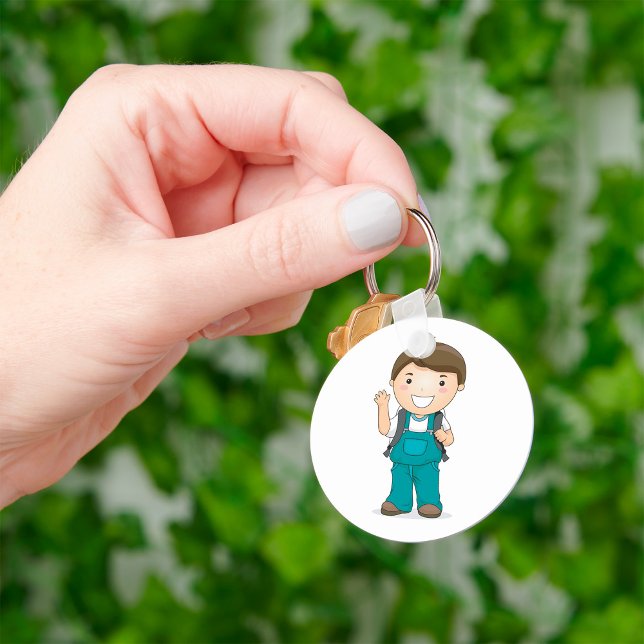 Smiling School Boy with Backpack Key Ring (Creator Uploaded)