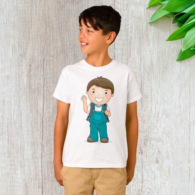Smiling School Boy with Backpack T-Shirt (Creator Uploaded)