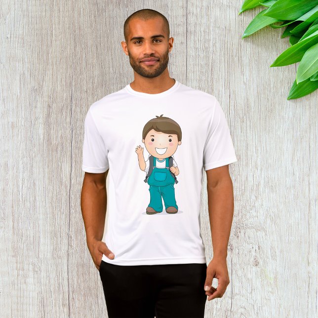 Smiling School Boy with Backpack T-Shirt (Creator Uploaded)