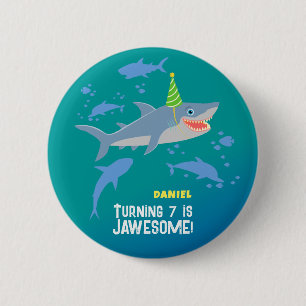 Smiling shark under the sea boy Birthday Party 6 Cm Round Badge