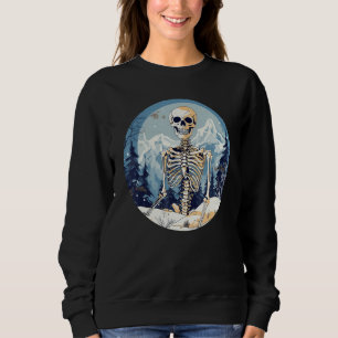 Smiling Skeleton Face with Mountains in Winter Sno Sweatshirt