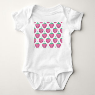 Smiling sleeping strawberries, cute pattern. baby bodysuit