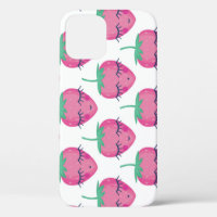 Smiling sleeping strawberries, cute pattern.