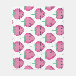 Smiling sleeping strawberries, cute pattern. fleece blanket