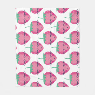 Smiling sleeping strawberries, cute pattern. fleece blanket