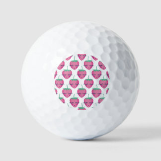 Smiling sleeping strawberries, cute pattern. golf balls