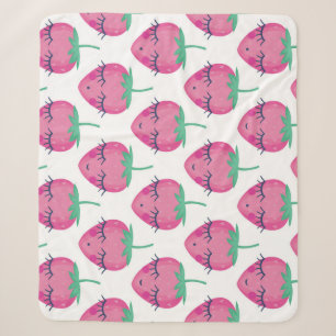 Smiling sleeping strawberries, cute pattern. sherpa blanket