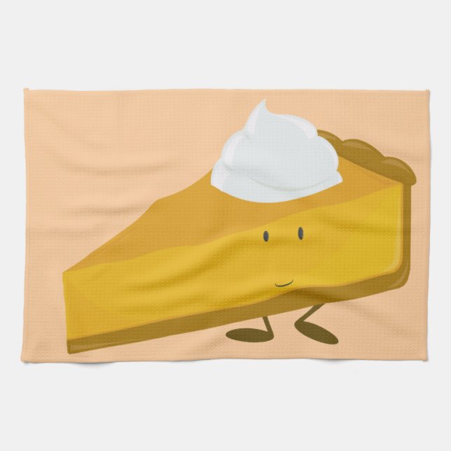 Smiling slice of pumpkin pie tea towel (Horizontal)