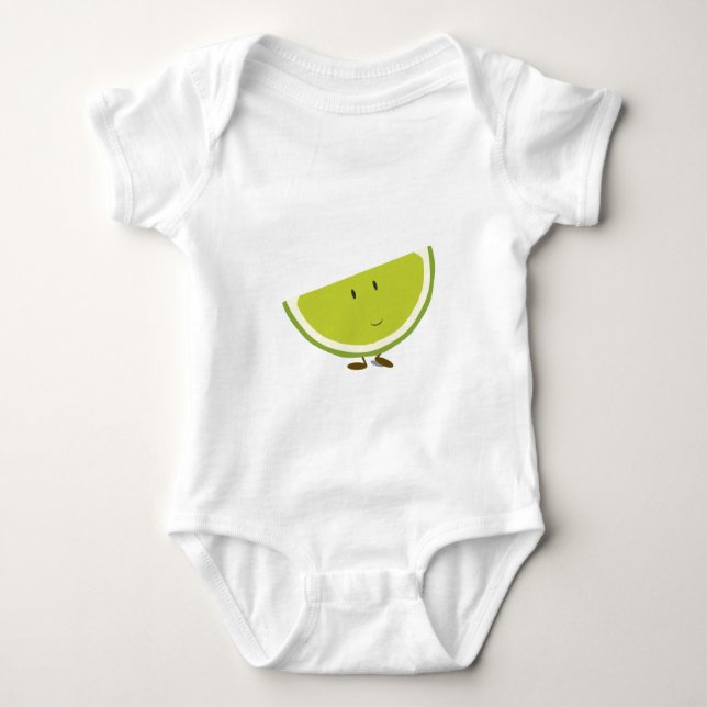 Smiling sliced lime character baby bodysuit (Front)