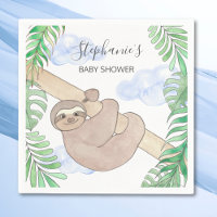 Smiling Sloth Boy Baby Shower Napkins