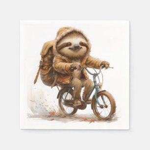 Smiling Sloth Cyclist Napkin