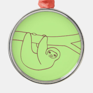 Smiling Sloth Hanging from a Tree Metal Tree Decoration