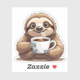 Smiling Sloth Holding a Hot Cup of Coffee