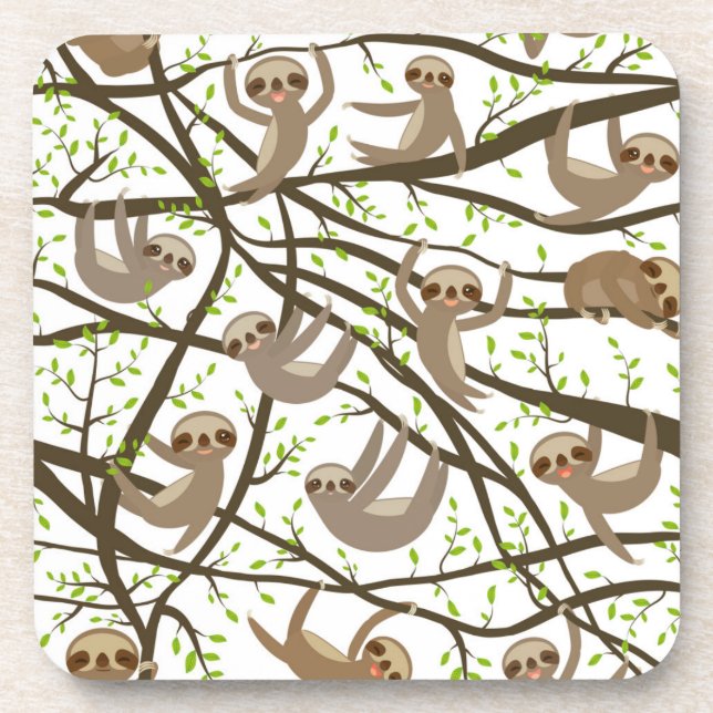 Smiling Sloth Pattern Coaster (Front)