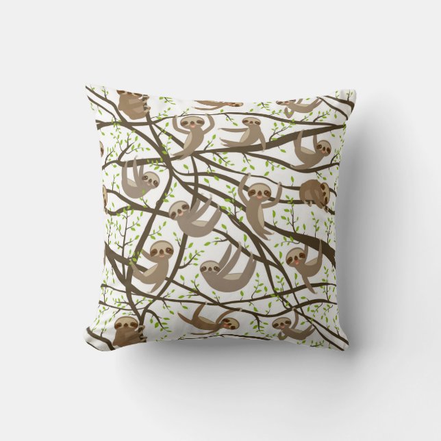 Smiling Sloth Pattern Cushion (Front)