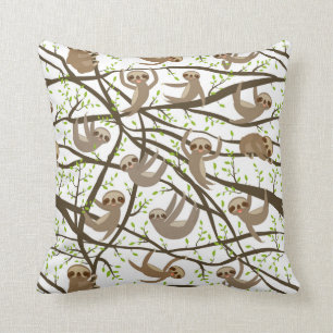 Smiling Sloth Pattern Cushion