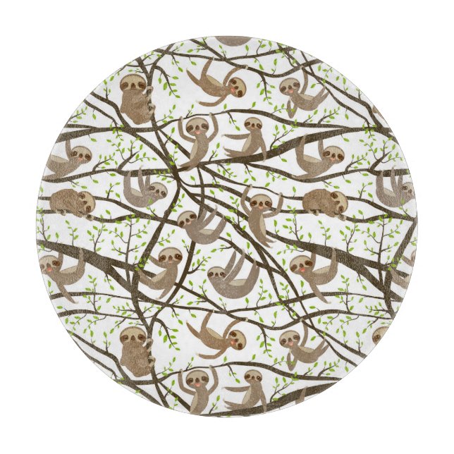 Smiling Sloth Pattern Cutting Board (Front)