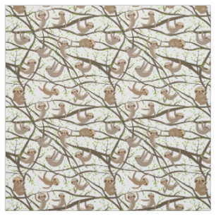 Smiling Sloth Pattern Fabric