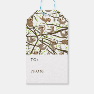 Smiling Sloth Pattern Gift Tags