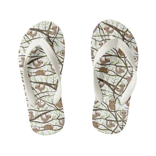 Smiling Sloth Pattern Kid's Jandals (Footbed)