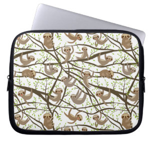 Smiling Sloth Pattern Laptop Sleeve